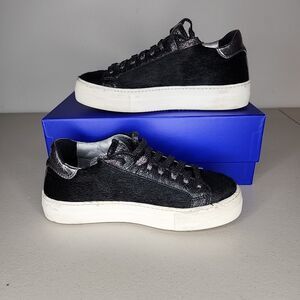 p448 Black John  Calf Hair Shoes Sneakers EU SZ 37 US Size 7 Box Included